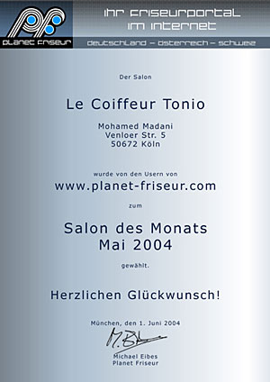 Auszeichnung Salon des Monats Mai 2004